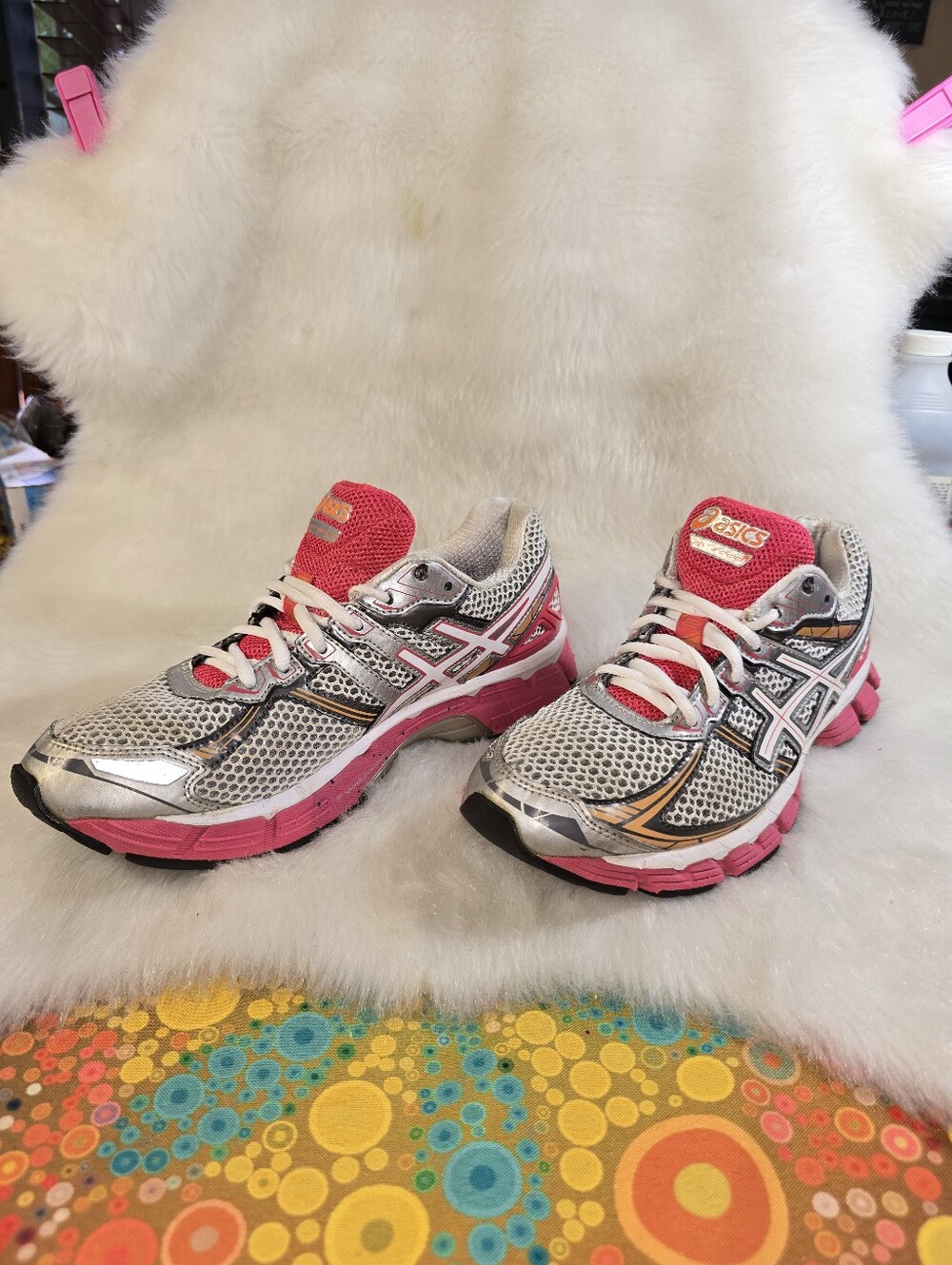ASICS Gel Surveyor 3 Women's Running Shoes - White, Pink & Orange Accents - Picture 3 of 13